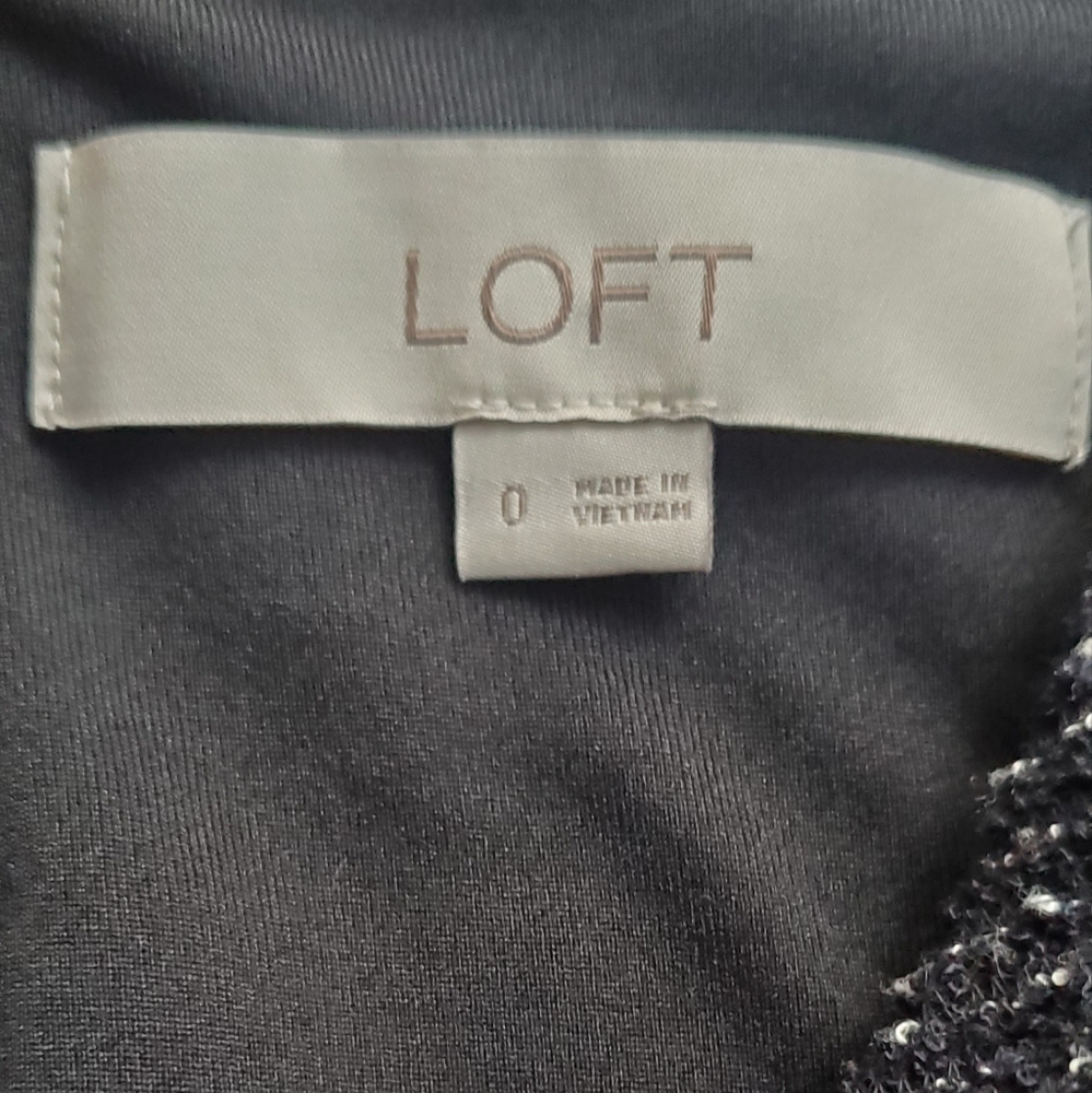LOFT Black and White Textured Mini Dress - Picture 3 of 3